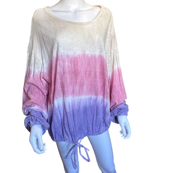 Torrid Tie-Dye Long-Sleeve Classic Fit Top Drawstring Hem Cotton Modal Size 0/L - Picture 1 of 7